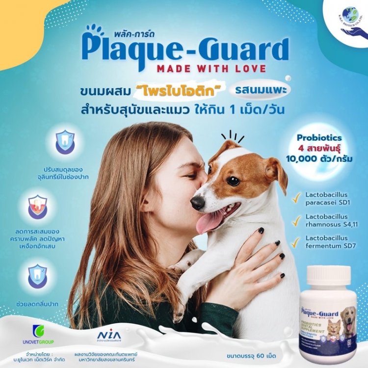 Plaque - Guard: ขนมสุนัขเสริมโพรไบโอติก ป้องกันปัญหาสุขภาพทางช่องปาก